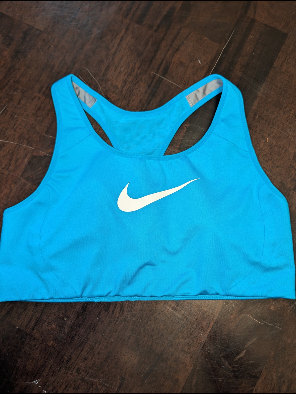 Nike Blue Sports Bra with White Swoosh
